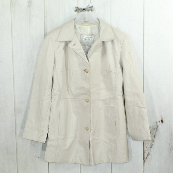 Vera Pelle Jackets & Blazers - VERA PELLE Tan Leather Down Button with Collar Jacket Italy Made Size 46